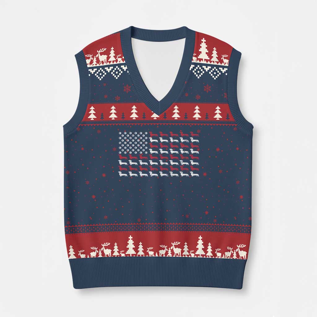 American Flag Vintage Patriotic Dachshund Dad V-Neck Knit Sweater Vest Weiner Dog Fathers Day Gifts For Dog Lovers Dad - Wonder Print Shop