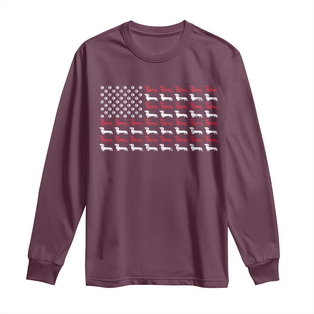 American Flag Vintage Patriotic Dachshund Dad Long Sleeve Shirt Weiner Dog Fathers Day Gifts For Dog Lovers Dad - Wonder Print Shop