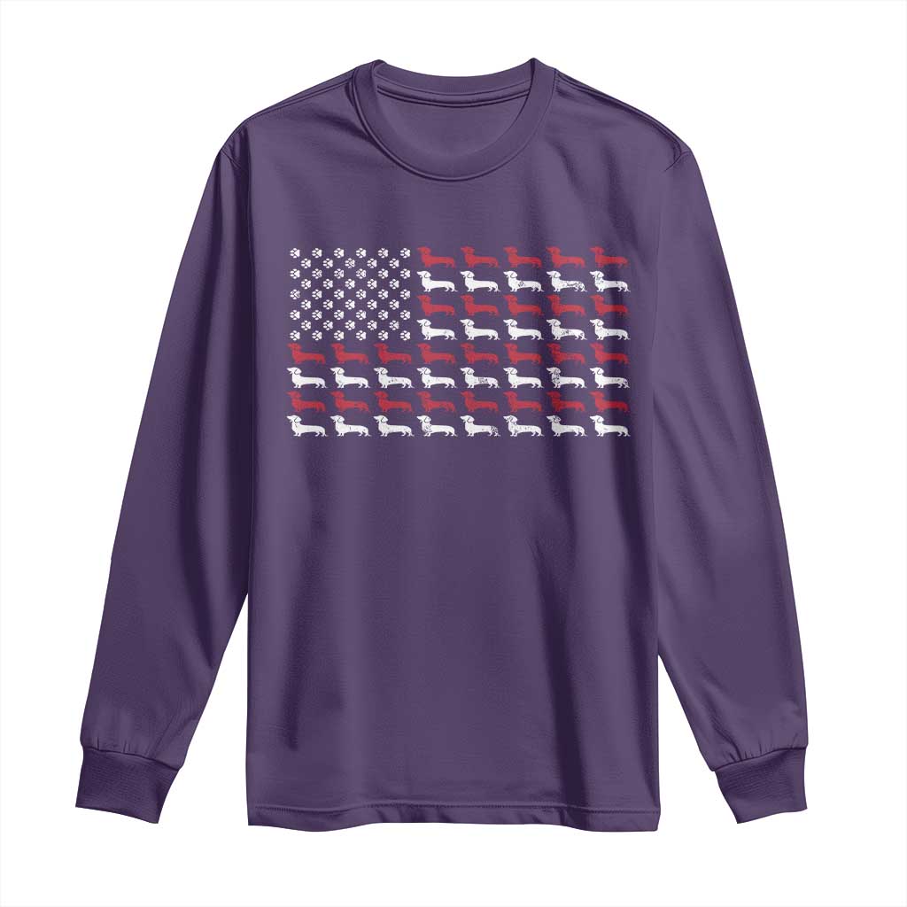 American Flag Vintage Patriotic Dachshund Dad Long Sleeve Shirt Weiner Dog Fathers Day Gifts For Dog Lovers Dad - Wonder Print Shop