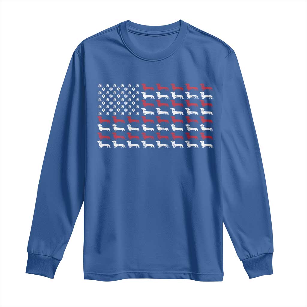 American Flag Vintage Patriotic Dachshund Dad Long Sleeve Shirt Weiner Dog Fathers Day Gifts For Dog Lovers Dad - Wonder Print Shop