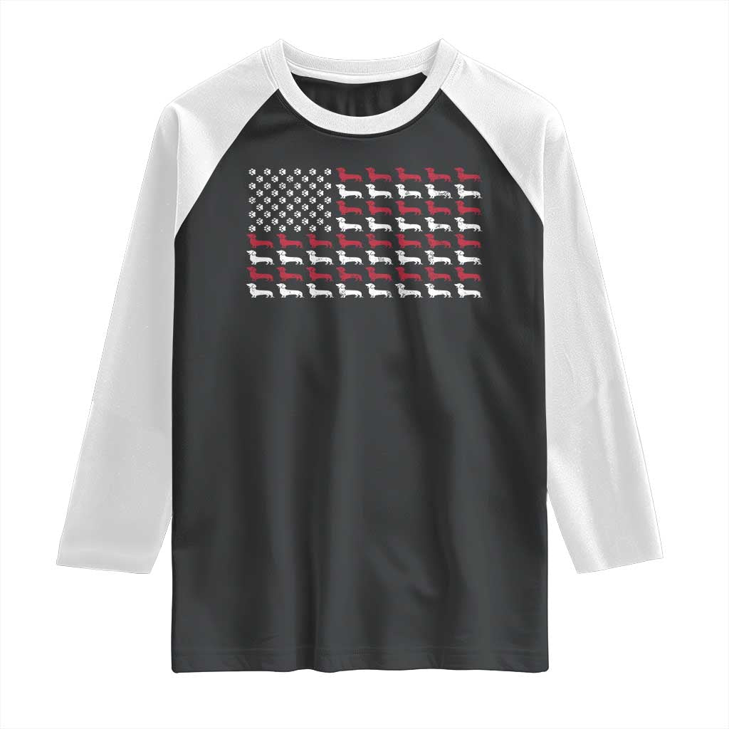 American Flag Vintage Patriotic Dachshund Dad Raglan Shirt Weiner Dog Fathers Day Gifts For Dog Lovers Dad - Wonder Print Shop