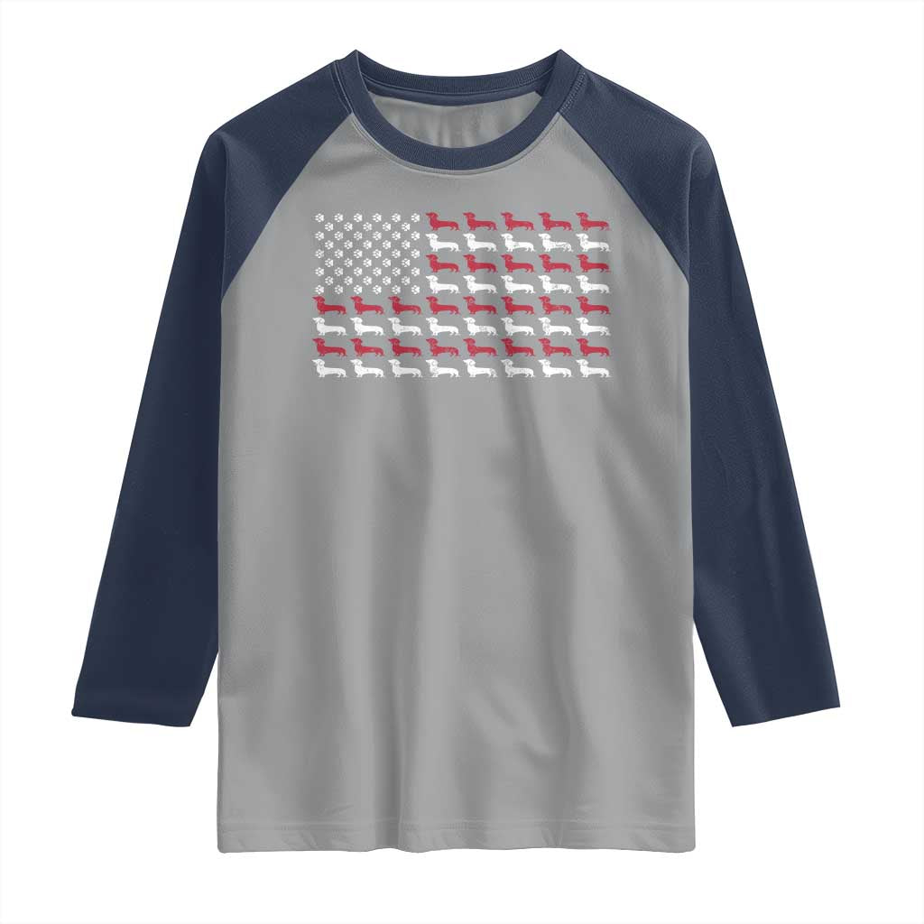 American Flag Vintage Patriotic Dachshund Dad Raglan Shirt Weiner Dog Fathers Day Gifts For Dog Lovers Dad - Wonder Print Shop