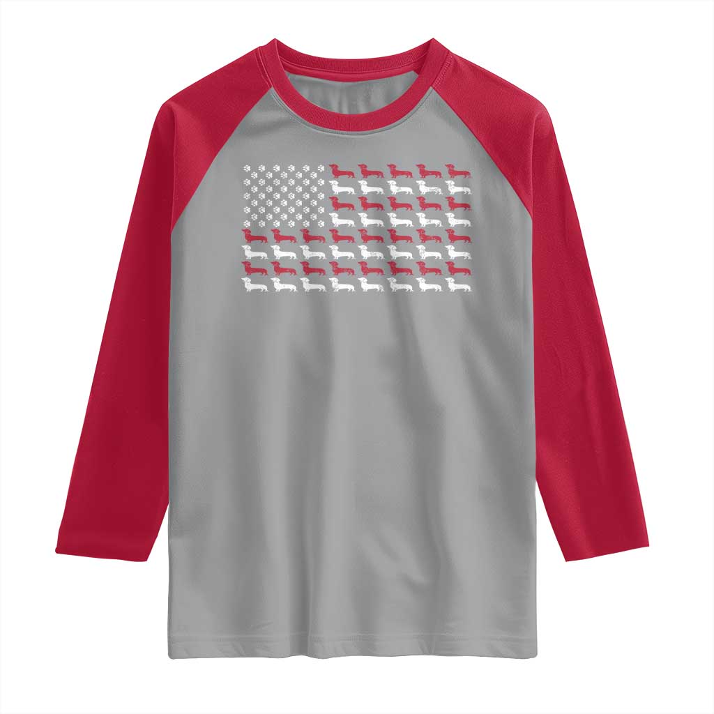 American Flag Vintage Patriotic Dachshund Dad Raglan Shirt Weiner Dog Fathers Day Gifts For Dog Lovers Dad - Wonder Print Shop