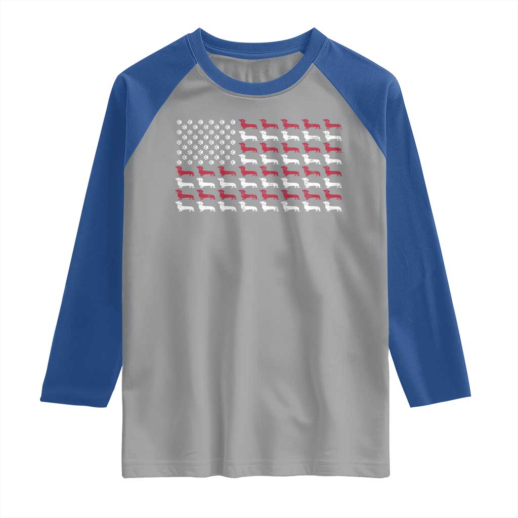 American Flag Vintage Patriotic Dachshund Dad Raglan Shirt Weiner Dog Fathers Day Gifts For Dog Lovers Dad - Wonder Print Shop