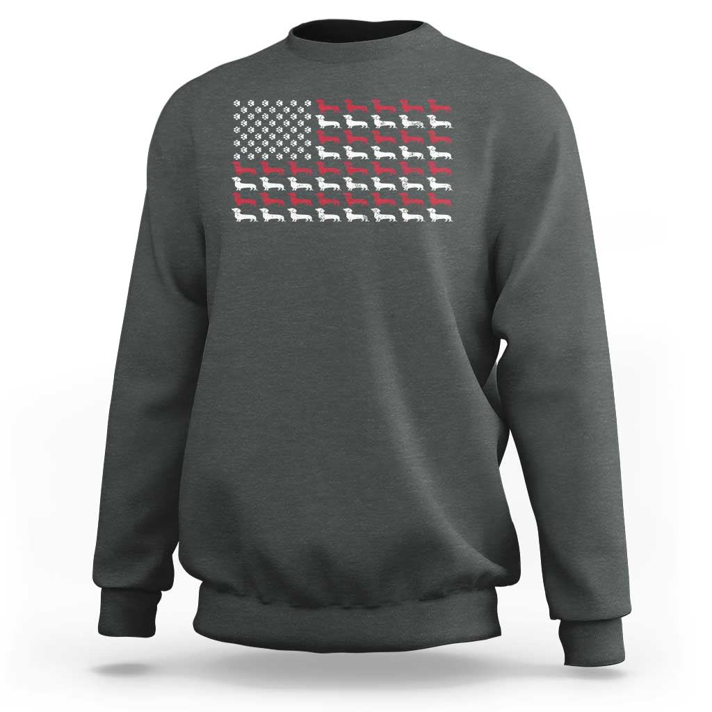 American Flag Vintage Patriotic Dachshund Dad Sweatshirt Weiner Dog Fathers Day Gifts For Dog Lovers Dad - Wonder Print Shop