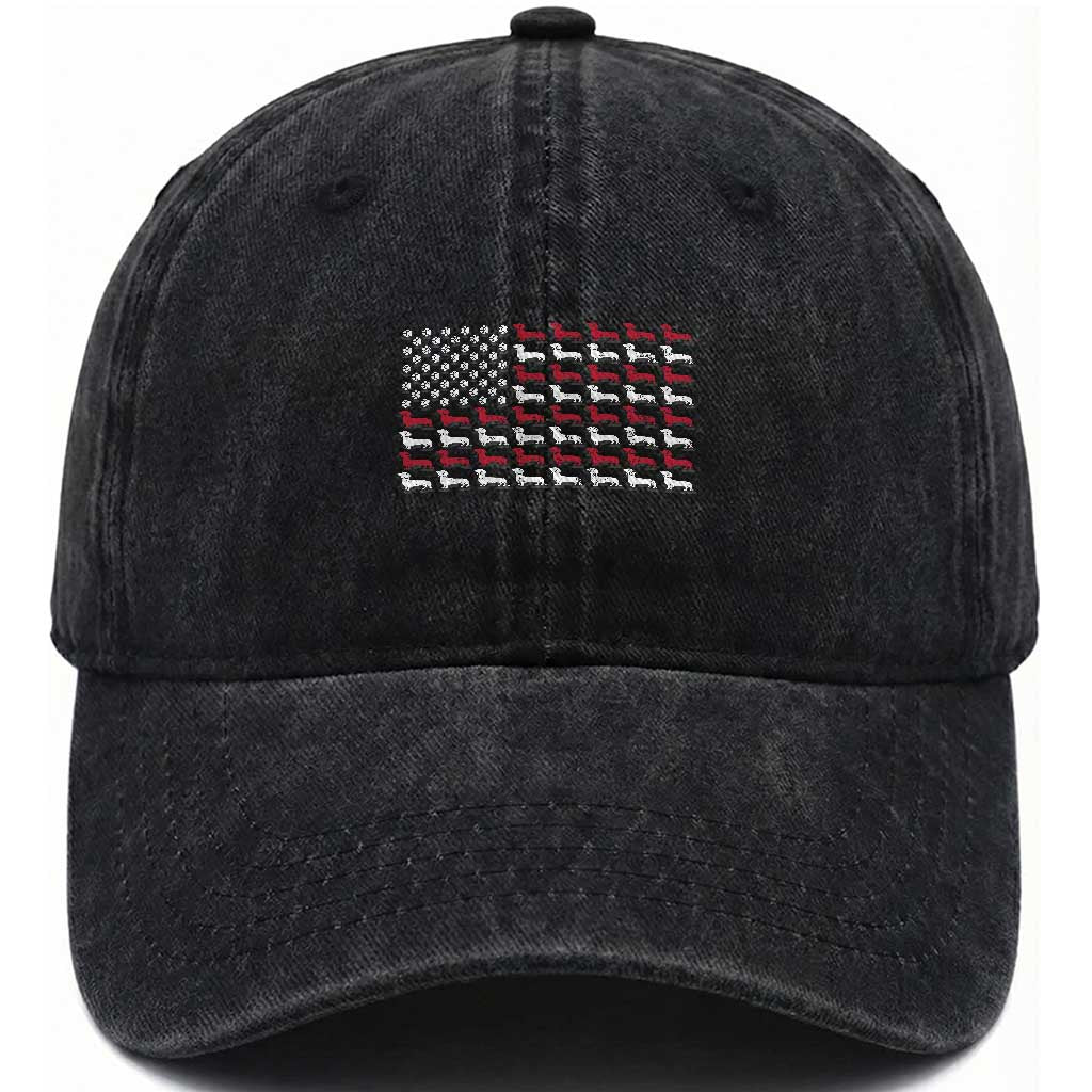 American Flag Vintage Patriotic Dachshund Dad Washed Cotton Baseball Cap Weiner Dog Fathers Day Gifts For Dog Lovers Dad