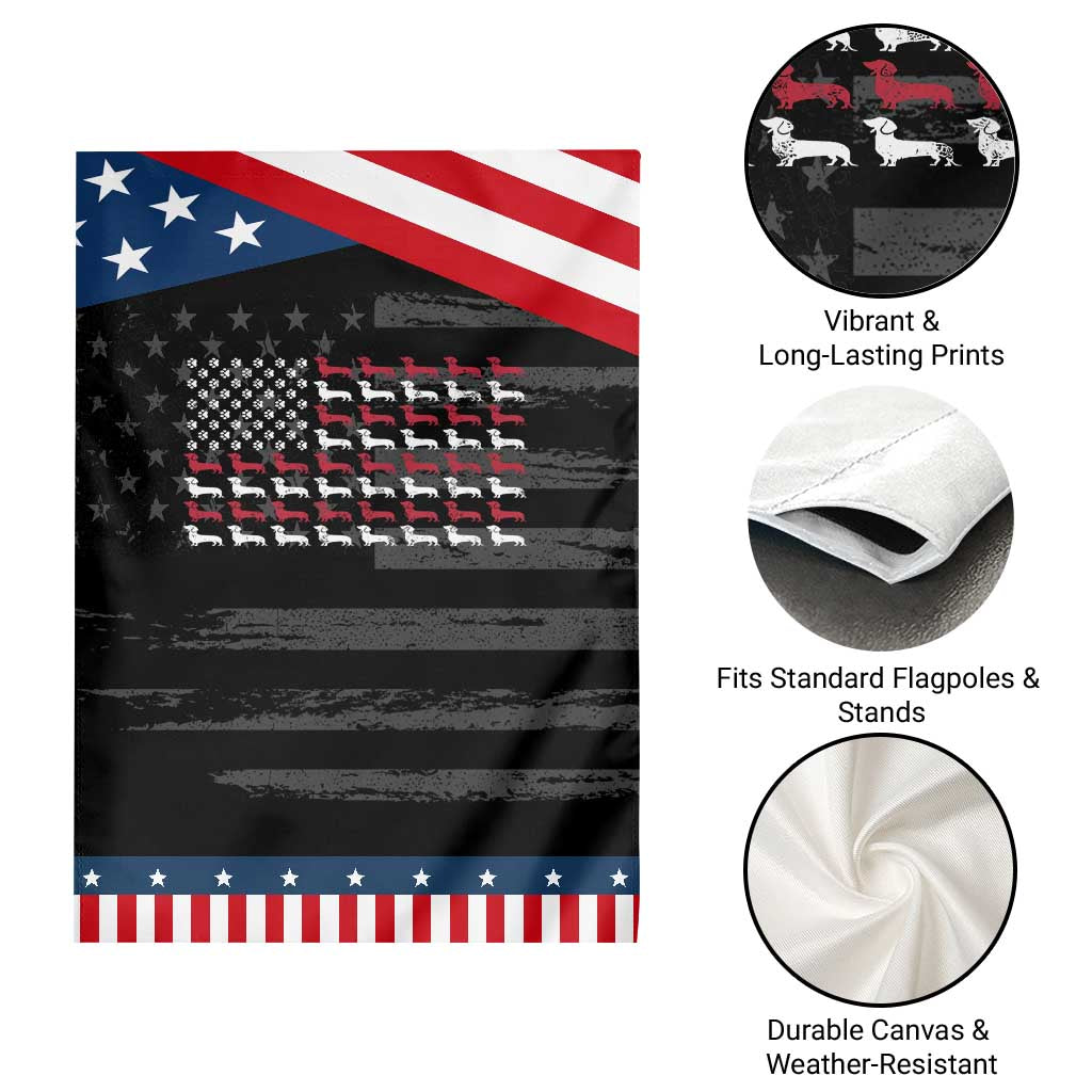 American Flag Vintage Patriotic Dachshund Dad Garden Flag Weiner Dog Fathers Day Gifts For Dog Lovers Dad