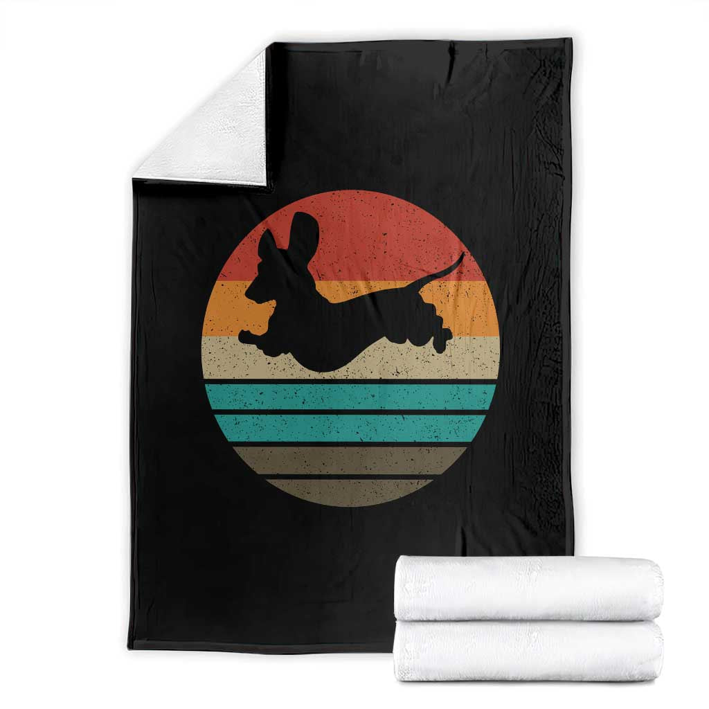 Vintage Dachshund Throw Blanket 60s 70s Retro Grunge Weiner Dog Love - Wonder Print Shop
