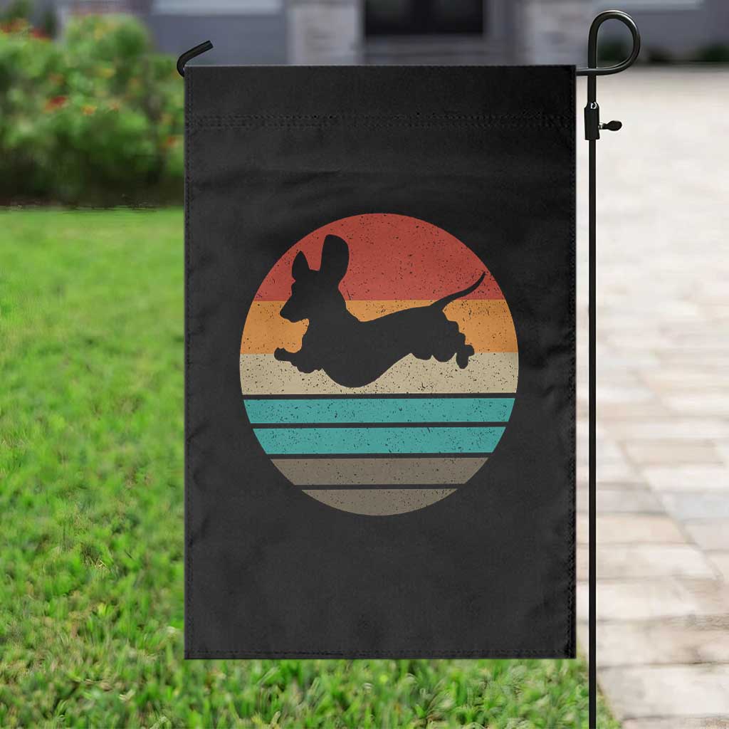 Vintage Dachshund Garden Flag 60s 70s Retro Grunge Weiner Dog Love - Wonder Print Shop