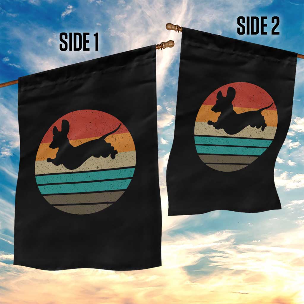 Vintage Dachshund Garden Flag 60s 70s Retro Grunge Weiner Dog Love - Wonder Print Shop