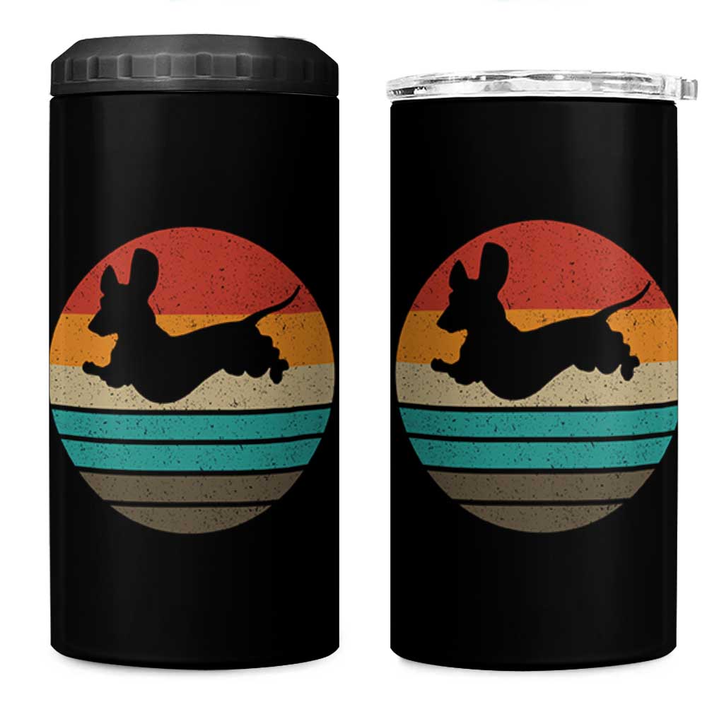 Vintage Dachshund 4 in 1 Can Cooler Tumbler 60s 70s Retro Grunge Weiner Dog Love - Wonder Print Shop