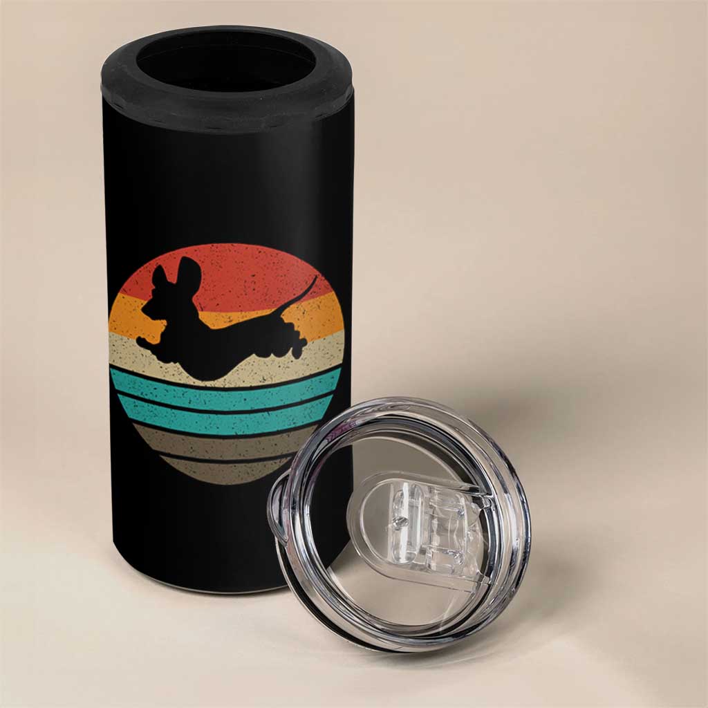 Vintage Dachshund 4 in 1 Can Cooler Tumbler 60s 70s Retro Grunge Weiner Dog Love - Wonder Print Shop