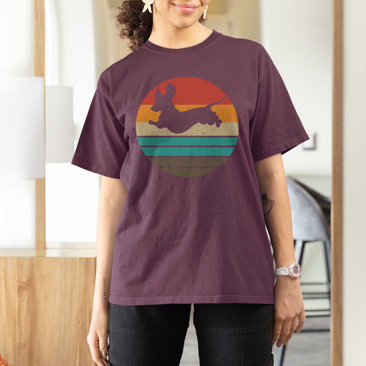 Vintage Dachshund T Shirt For Women 60s 70s Retro Grunge Weiner Dog Love - Wonder Print Shop