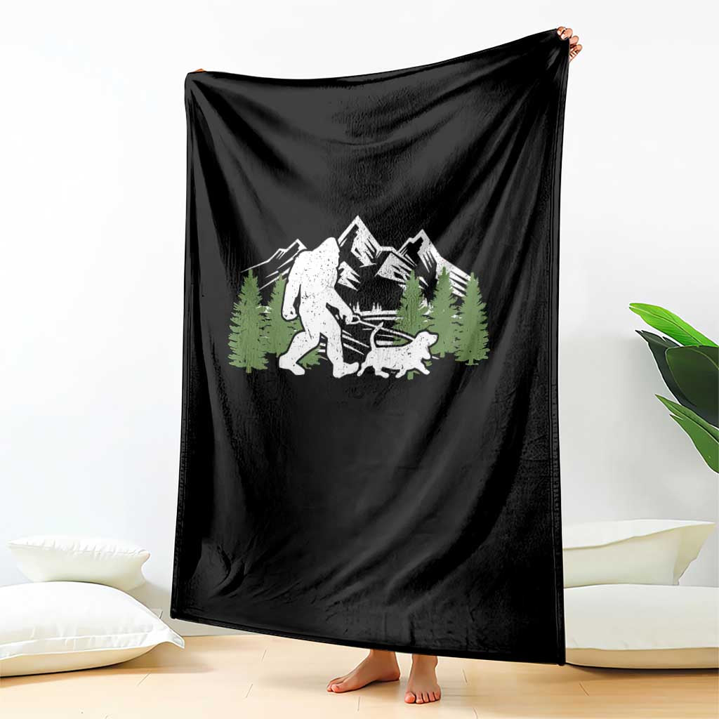Bigfoot Walking Dachshund Throw Blanket Funny Wiener Dog Gift Sasquatch - Wonder Print Shop