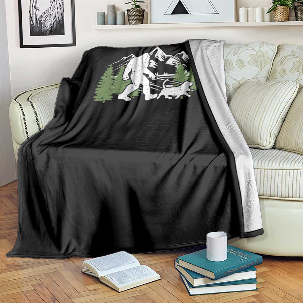 Bigfoot Walking Dachshund Throw Blanket Funny Wiener Dog Gift Sasquatch - Wonder Print Shop