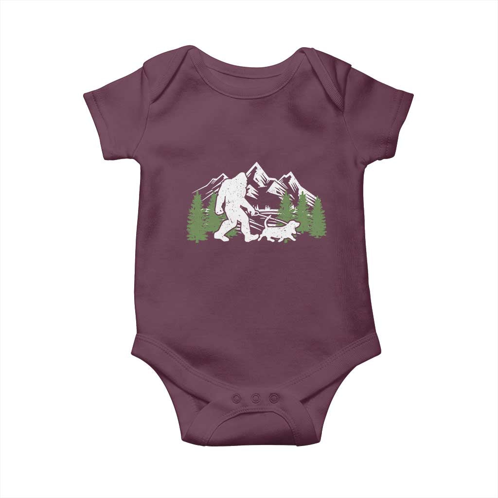 Bigfoot Walking Dachshund Baby Onesie Funny Wiener Dog Gift Sasquatch - Wonder Print Shop