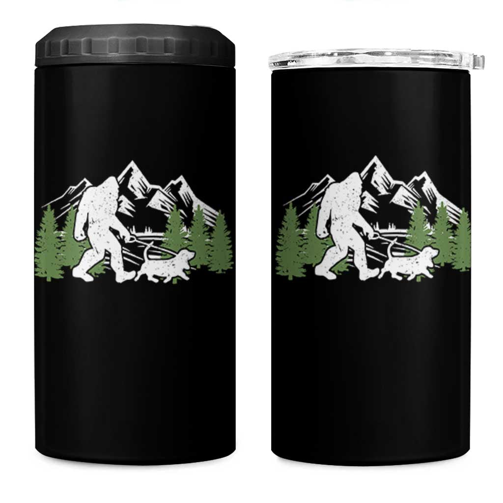 Bigfoot Walking Dachshund 4 in 1 Can Cooler Tumbler Funny Wiener Dog Gift Sasquatch - Wonder Print Shop