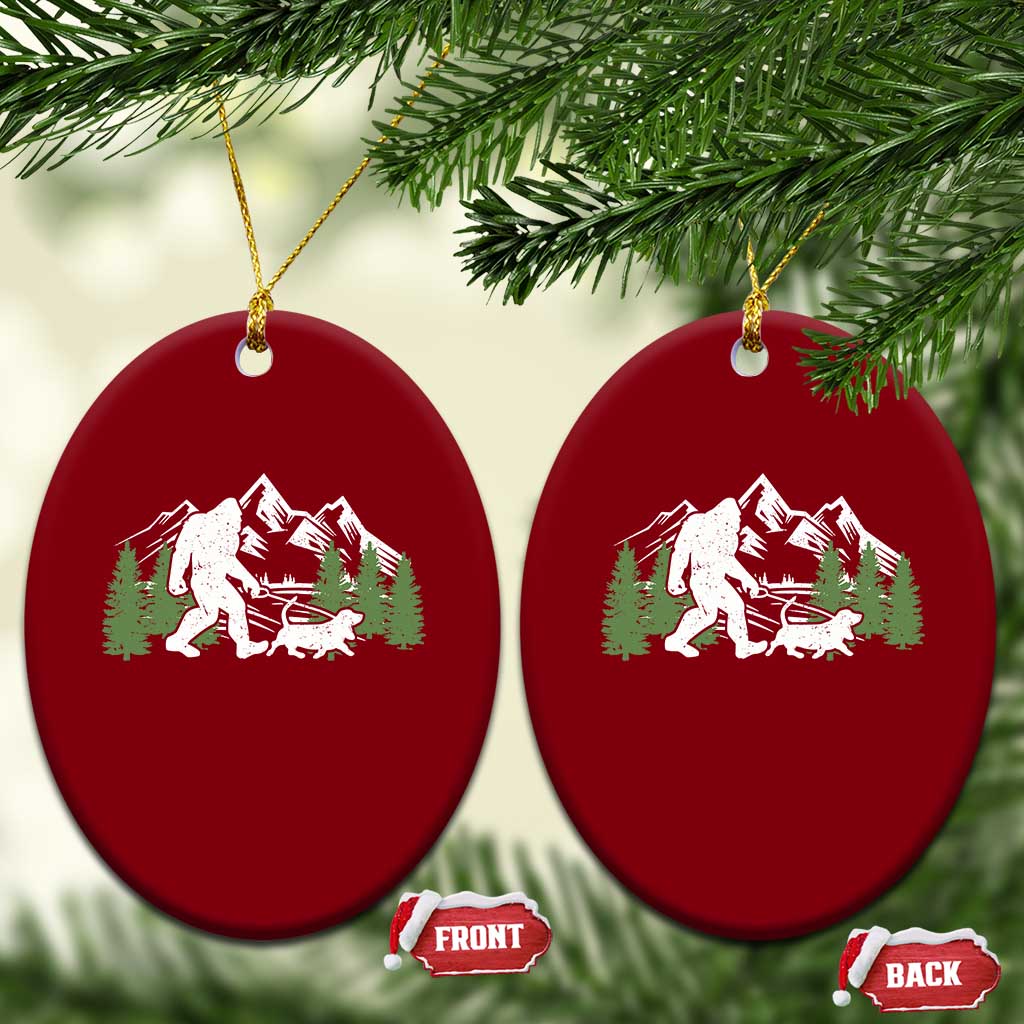 Bigfoot Walking Dachshund Ceramic Ornament Funny Wiener Dog Gift Sasquatch - Wonder Print Shop