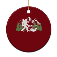 Bigfoot Walking Dachshund Ceramic Ornament Funny Wiener Dog Gift Sasquatch - Wonder Print Shop