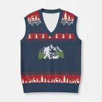 Bigfoot Walking Dachshund V-Neck Knit Sweater Vest Funny Wiener Dog Gift Sasquatch - Wonder Print Shop