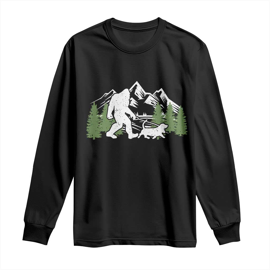 Bigfoot Walking Dachshund Long Sleeve Shirt Funny Wiener Dog Gift Sasquatch - Wonder Print Shop