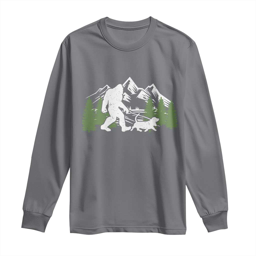 Bigfoot Walking Dachshund Long Sleeve Shirt Funny Wiener Dog Gift Sasquatch - Wonder Print Shop
