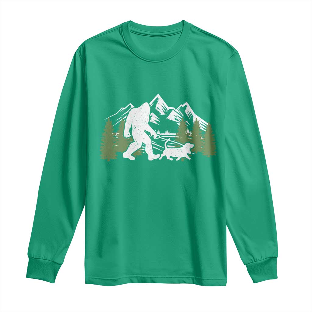 Bigfoot Walking Dachshund Long Sleeve Shirt Funny Wiener Dog Gift Sasquatch - Wonder Print Shop