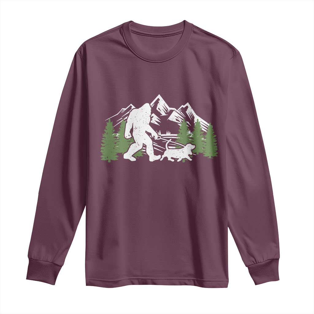 Bigfoot Walking Dachshund Long Sleeve Shirt Funny Wiener Dog Gift Sasquatch - Wonder Print Shop