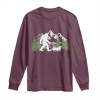 Bigfoot Walking Dachshund Long Sleeve Shirt Funny Wiener Dog Gift Sasquatch - Wonder Print Shop