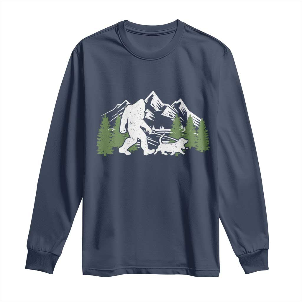 Bigfoot Walking Dachshund Long Sleeve Shirt Funny Wiener Dog Gift Sasquatch - Wonder Print Shop