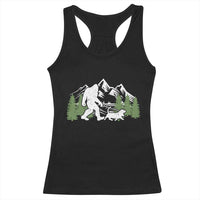 Bigfoot Walking Dachshund Racerback Tank Top Funny Wiener Dog Gift Sasquatch - Wonder Print Shop