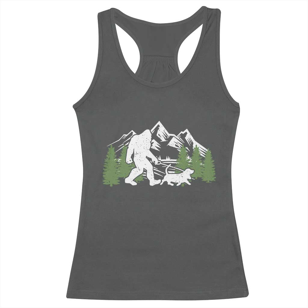 Bigfoot Walking Dachshund Racerback Tank Top Funny Wiener Dog Gift Sasquatch - Wonder Print Shop