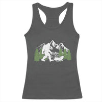Bigfoot Walking Dachshund Racerback Tank Top Funny Wiener Dog Gift Sasquatch - Wonder Print Shop
