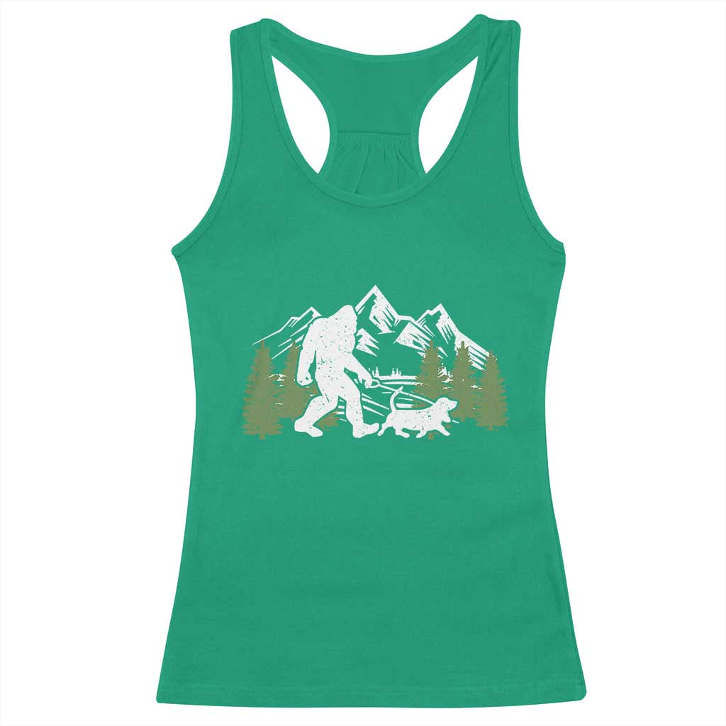 Bigfoot Walking Dachshund Racerback Tank Top Funny Wiener Dog Gift Sasquatch - Wonder Print Shop