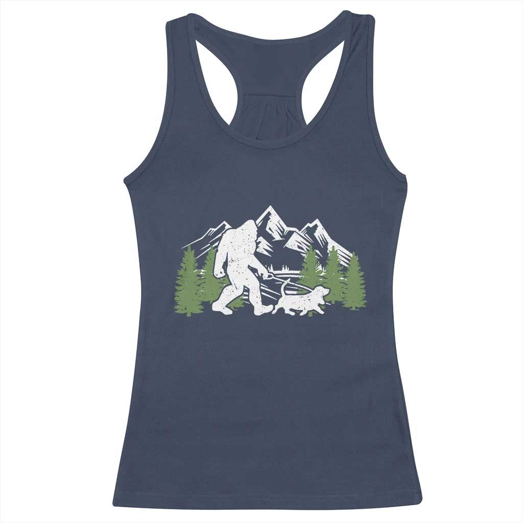 Bigfoot Walking Dachshund Racerback Tank Top Funny Wiener Dog Gift Sasquatch - Wonder Print Shop