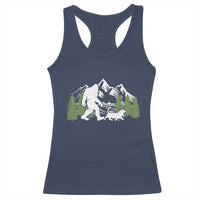 Bigfoot Walking Dachshund Racerback Tank Top Funny Wiener Dog Gift Sasquatch - Wonder Print Shop