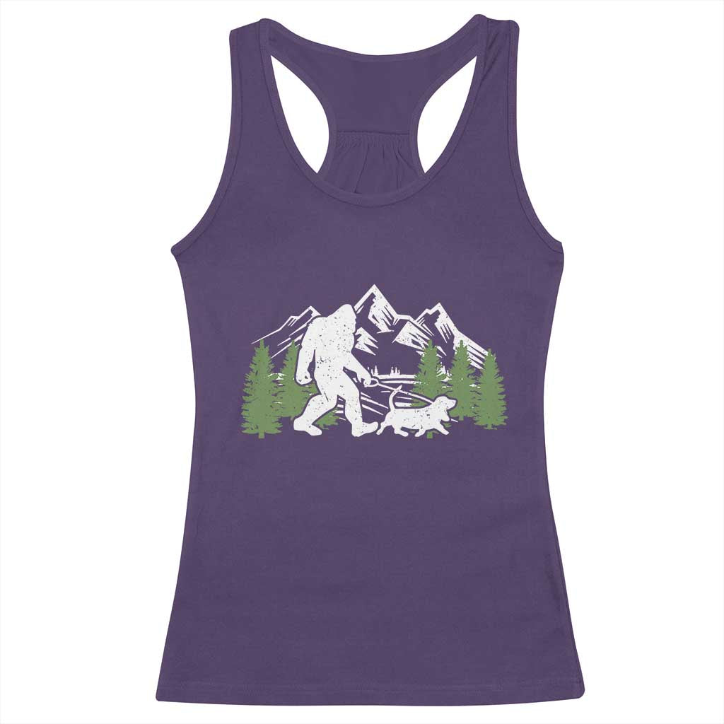 Bigfoot Walking Dachshund Racerback Tank Top Funny Wiener Dog Gift Sasquatch - Wonder Print Shop