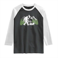 Bigfoot Walking Dachshund Raglan Shirt Funny Wiener Dog Gift Sasquatch - Wonder Print Shop