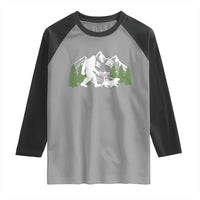 Bigfoot Walking Dachshund Raglan Shirt Funny Wiener Dog Gift Sasquatch - Wonder Print Shop