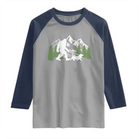 Bigfoot Walking Dachshund Raglan Shirt Funny Wiener Dog Gift Sasquatch - Wonder Print Shop