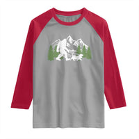 Bigfoot Walking Dachshund Raglan Shirt Funny Wiener Dog Gift Sasquatch - Wonder Print Shop