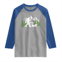 Bigfoot Walking Dachshund Raglan Shirt Funny Wiener Dog Gift Sasquatch - Wonder Print Shop