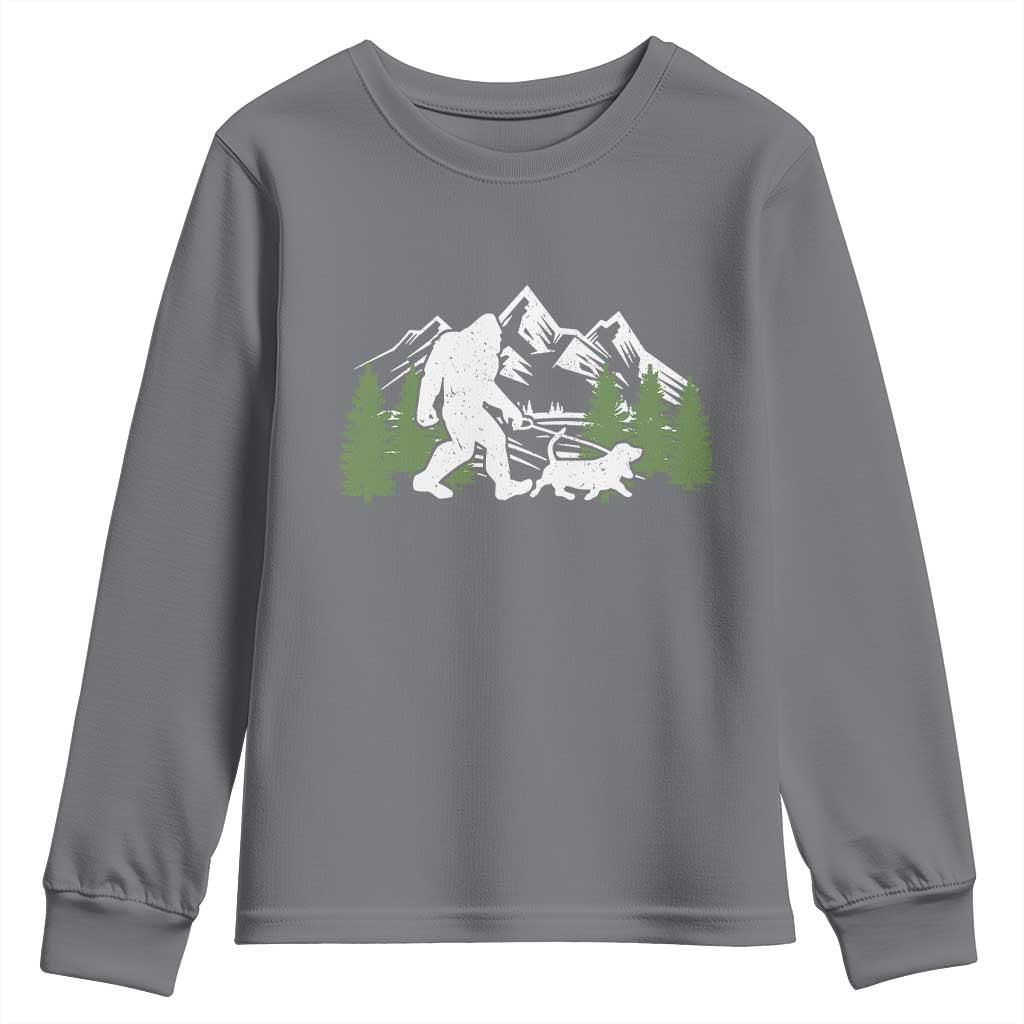 Bigfoot Walking Dachshund Youth Sweatshirt Funny Wiener Dog Gift Sasquatch - Wonder Print Shop