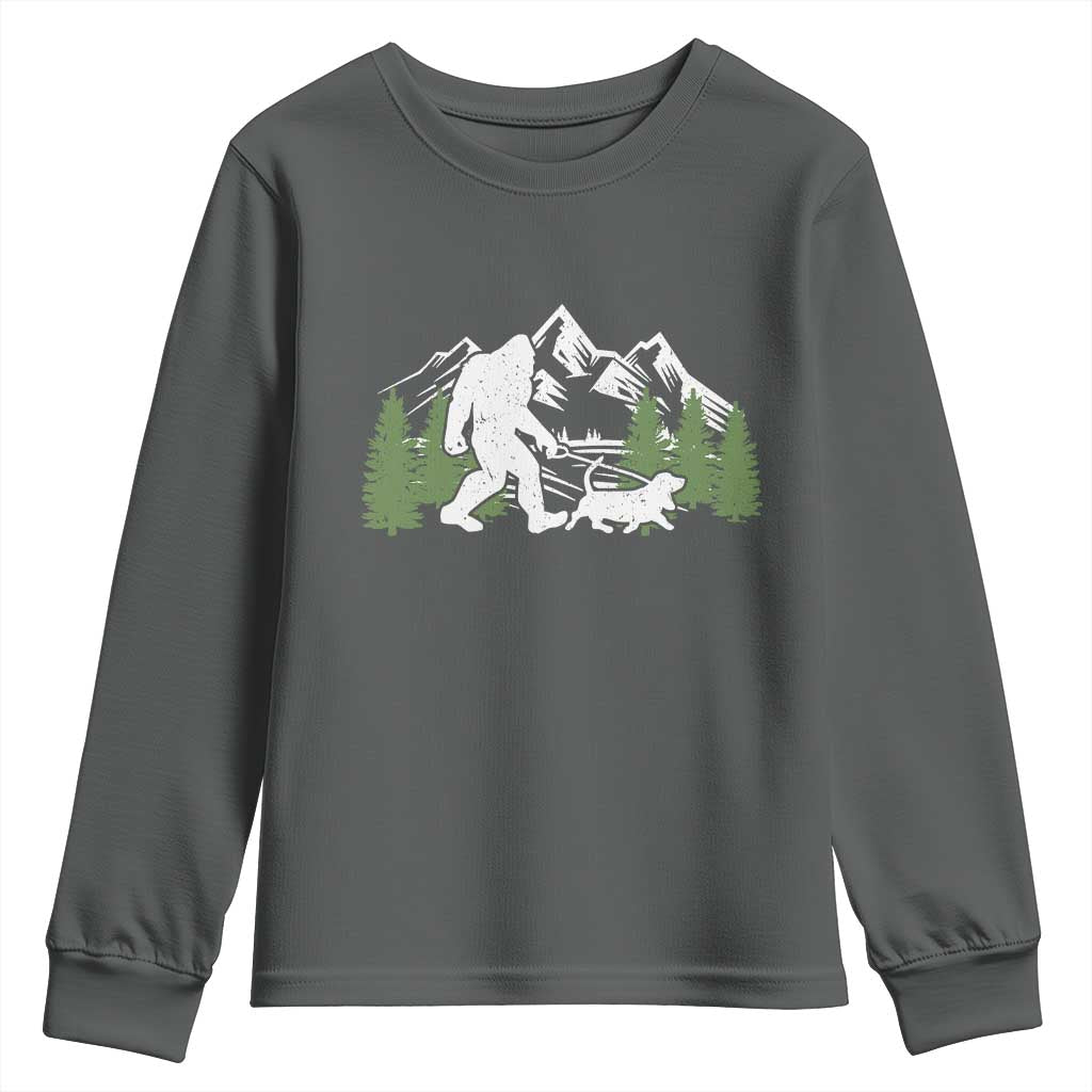 Bigfoot Walking Dachshund Youth Sweatshirt Funny Wiener Dog Gift Sasquatch - Wonder Print Shop