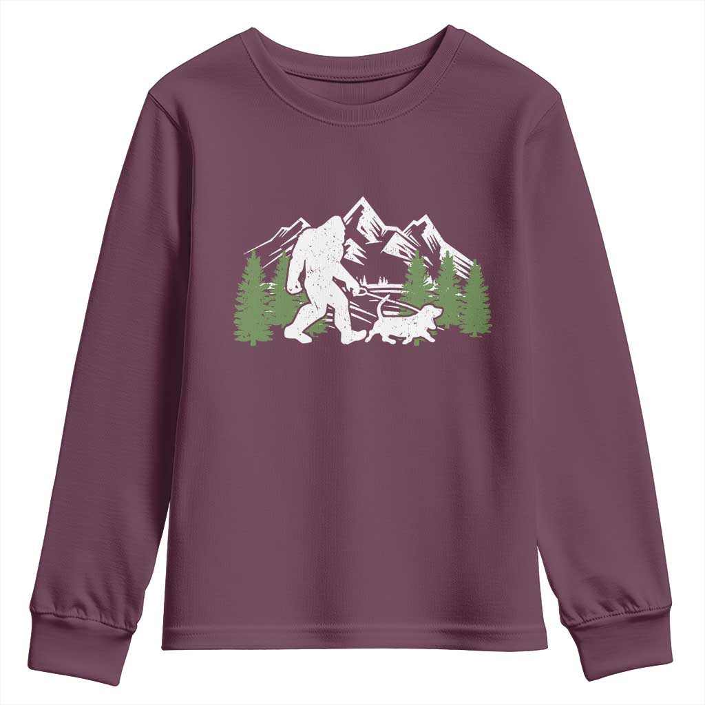 Bigfoot Walking Dachshund Youth Sweatshirt Funny Wiener Dog Gift Sasquatch - Wonder Print Shop