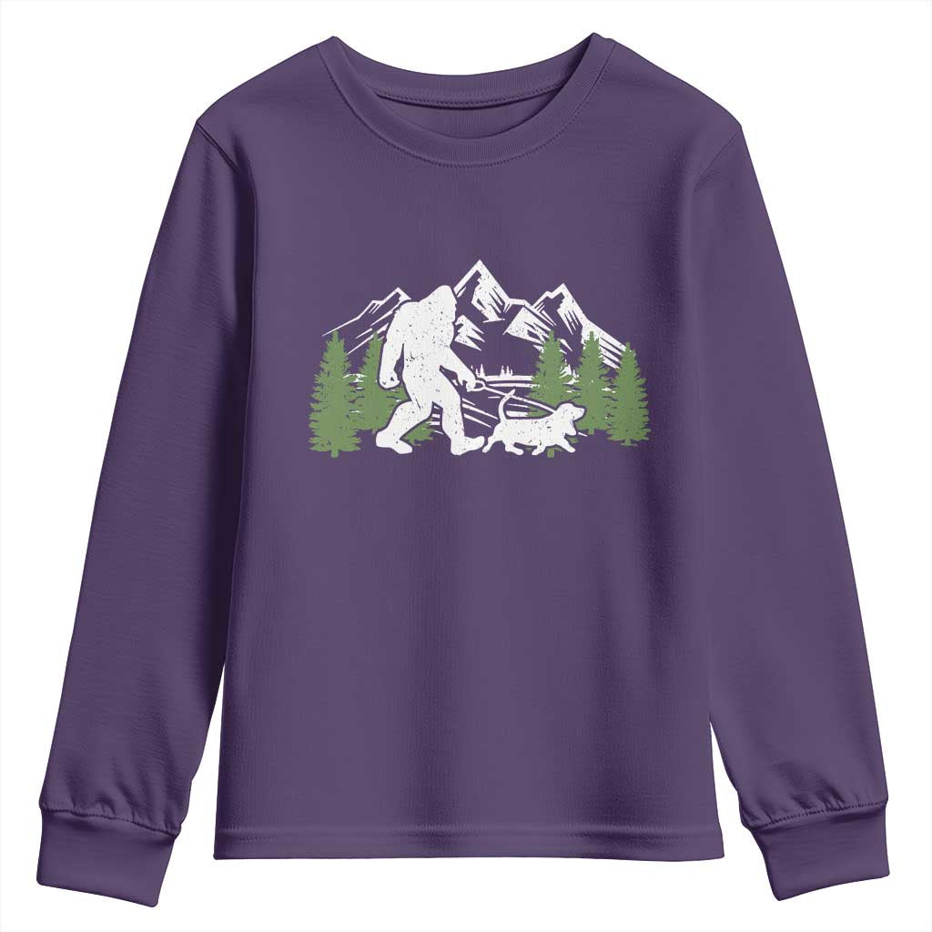 Bigfoot Walking Dachshund Youth Sweatshirt Funny Wiener Dog Gift Sasquatch - Wonder Print Shop