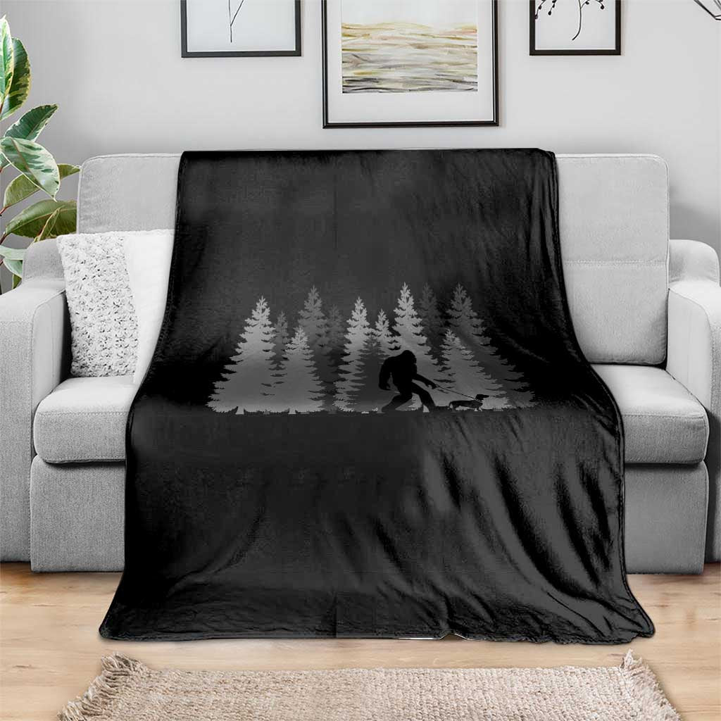 Bigfoot Walking Dachshund Throw Blanket Funny Wiener Dog Gift Forest Sasquatch Yeti - Wonder Print Shop