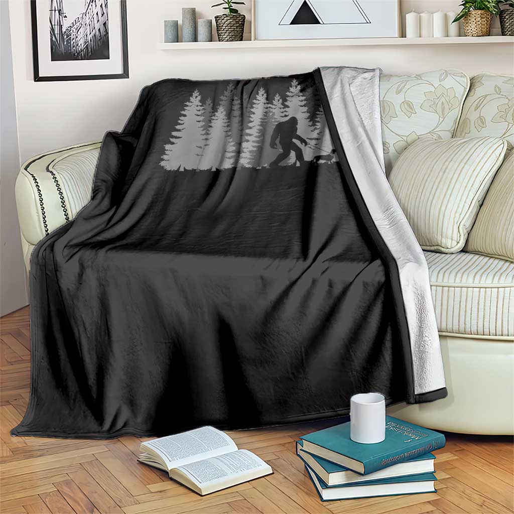 Bigfoot Walking Dachshund Throw Blanket Funny Wiener Dog Gift Forest Sasquatch Yeti - Wonder Print Shop