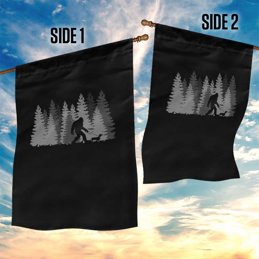 Bigfoot Walking Dachshund Garden Flag Funny Wiener Dog Gift Forest Sasquatch Yeti - Wonder Print Shop