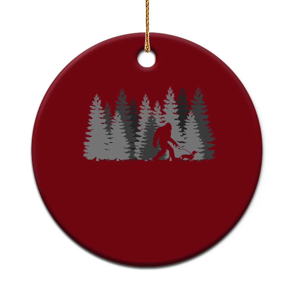 Bigfoot Walking Dachshund Ceramic Ornament Funny Wiener Dog Gift Forest Sasquatch Yeti - Wonder Print Shop